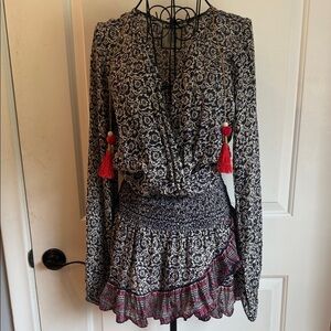 Bell by Alicia Bell smocked waist long sleeve dress